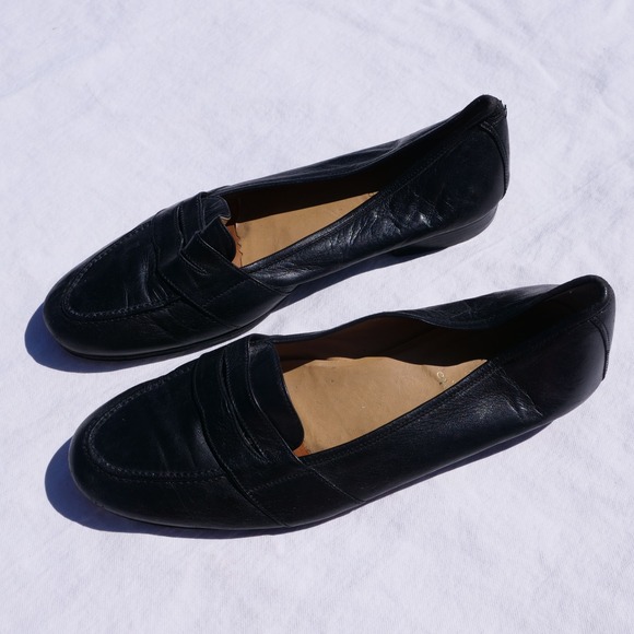 Vintage 1990s Polo Ralph Lauren made in Italy black leather loafers